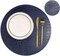 Round Leather Placemats for Round Tables Set of 4, Blue Table Place Mats and Coasters
